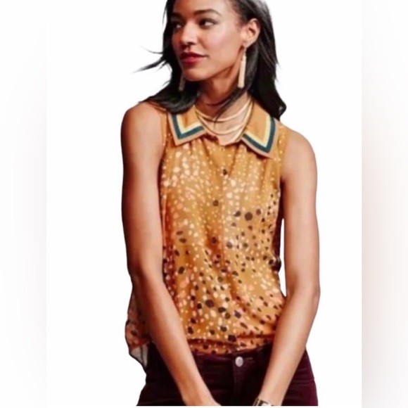 CABI Cheers Semi Sheer Sleeveless Blouse Retro Office Size XS - Picture 2 of 16